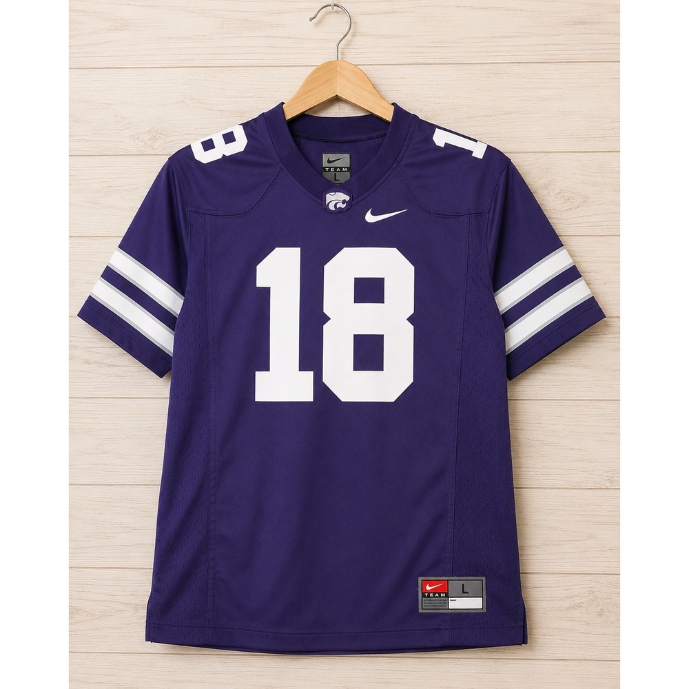 Nike Kansas State Wildcats #18 Youth L Purple Replica Football Jersey K-State